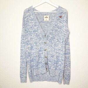 Hollister Blue Space Dyed Button Pocketed Cardigan Sweater Sz XS